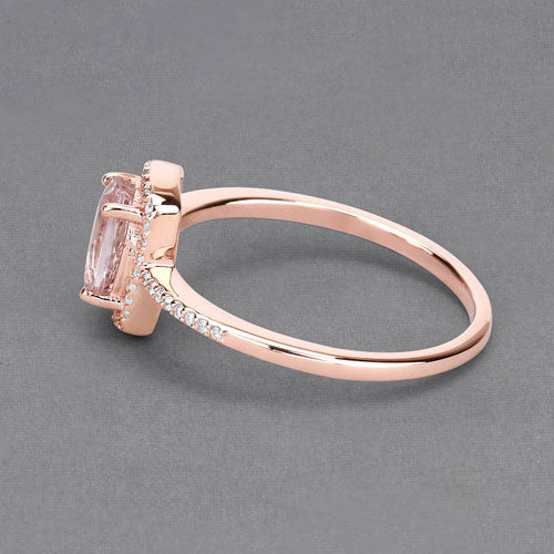 0.82 Carat Genuine Morganite and White Diamond 14K Rose Gold Ring - Image 10
