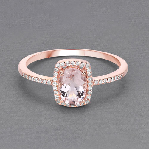 0.82 Carat Genuine Morganite and White Diamond 14K Rose Gold Ring - Image 12