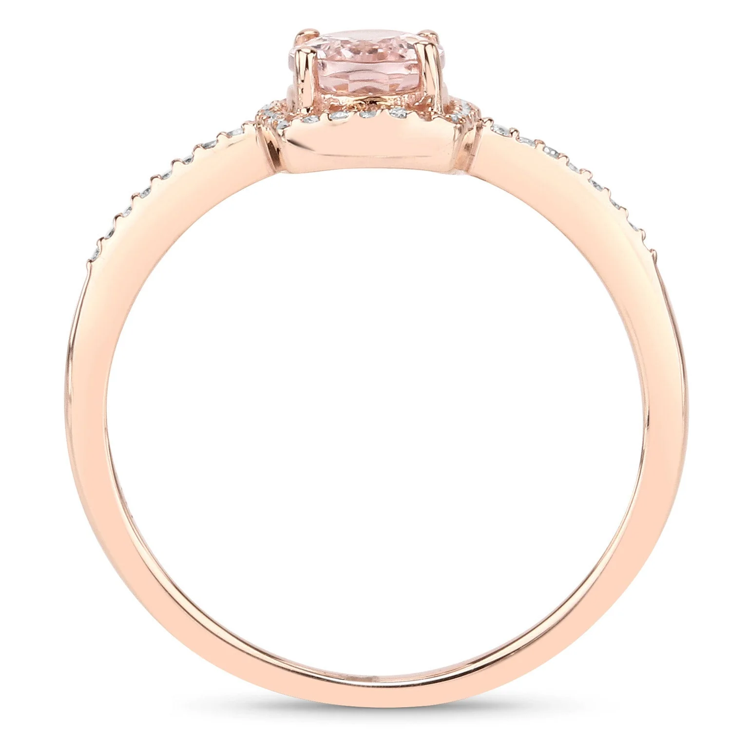 0.82 Carat Genuine Morganite and White Diamond 14K Rose Gold Ring - Image 2
