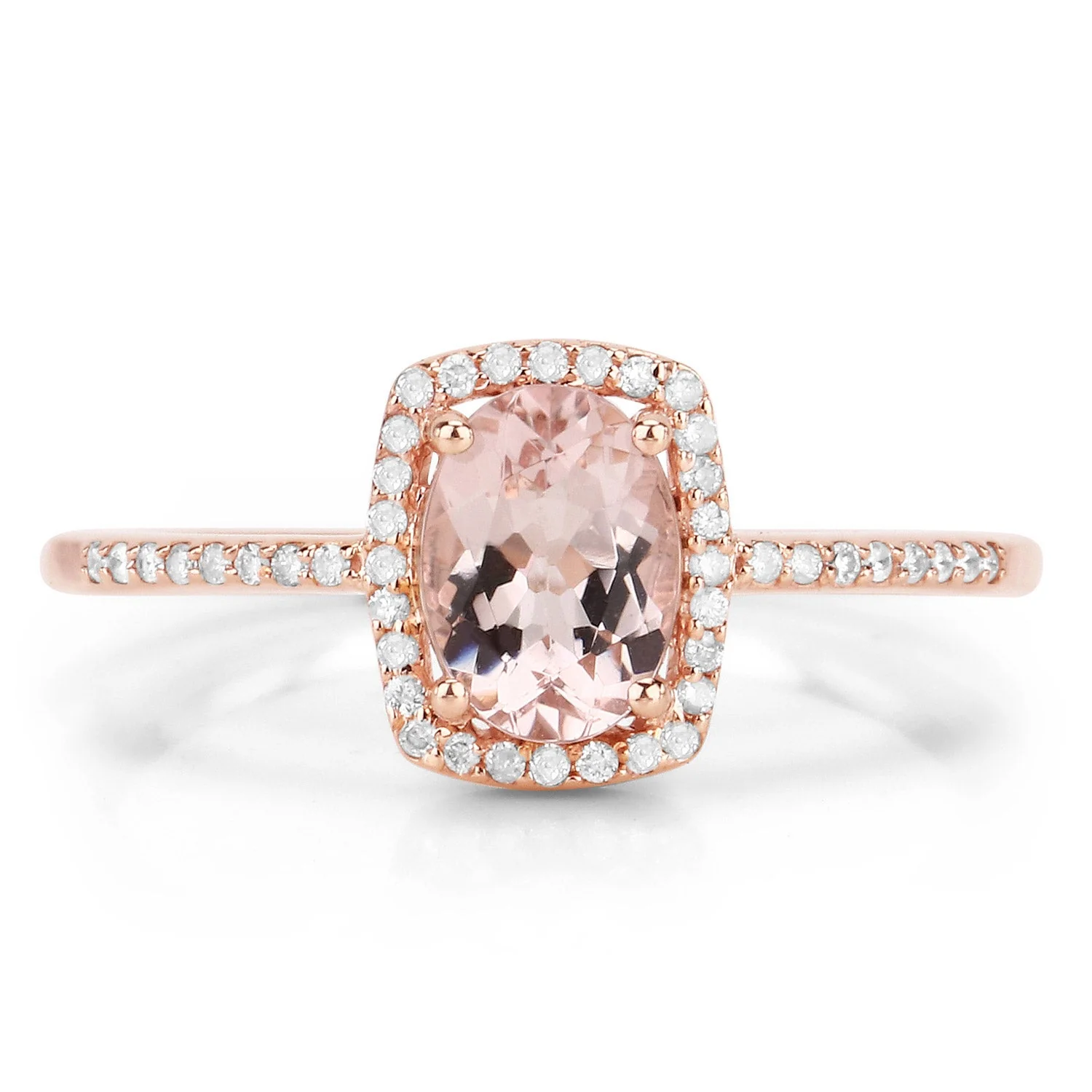 0.82 Carat Genuine Morganite and White Diamond 14K Rose Gold Ring - Image 3