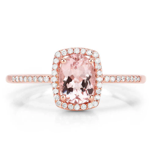 0.82 Carat Genuine Morganite and White Diamond 14K Rose Gold Ring - Image 7