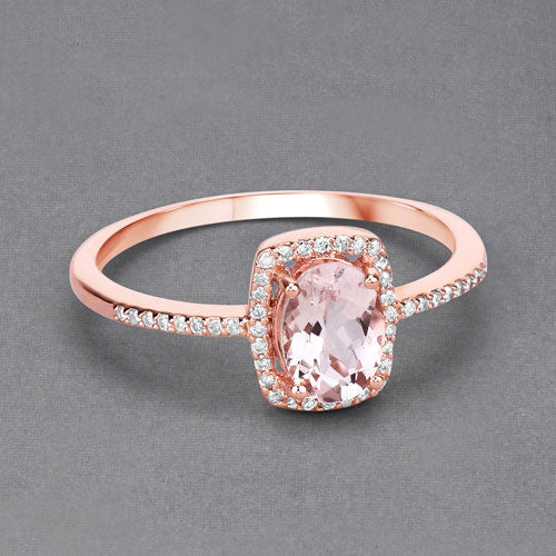 0.82 Carat Genuine Morganite and White Diamond 14K Rose Gold Ring - Image 9