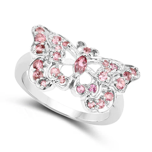 0.83 Carat Genuine Pink Tourmaline .925 Sterling Silver Ring - Image 5