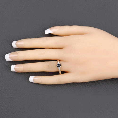 0.84 Carat Genuine Blue Sapphire and White Diamond 14K Yellow Gold Ring - Image 5