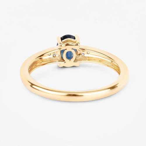 0.84 Carat Genuine Blue Sapphire and White Diamond 14K Yellow Gold Ring - Image 7