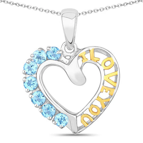 0.84 Carat Genuine Swiss Blue Topaz .925 Sterling Silver Pendant - Image 5