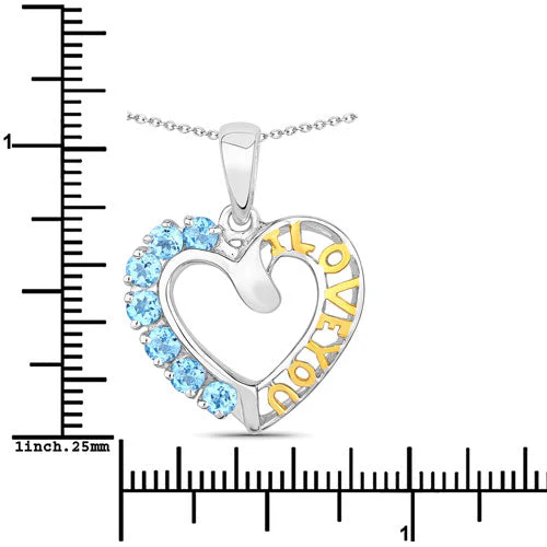 0.84 Carat Genuine Swiss Blue Topaz .925 Sterling Silver Pendant - Image 7