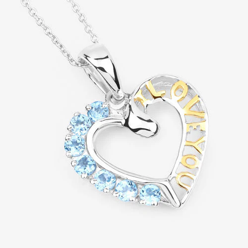 0.84 Carat Genuine Swiss Blue Topaz .925 Sterling Silver Pendant - Image 9