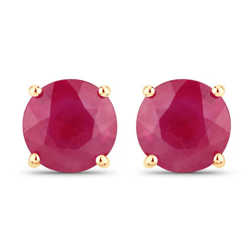 0.86 Carat Genuine Ruby 14K Yellow Gold Earrings