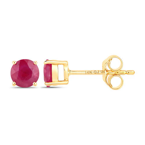 0.86 Carat Genuine Ruby 14K Yellow Gold Earrings - Image 2