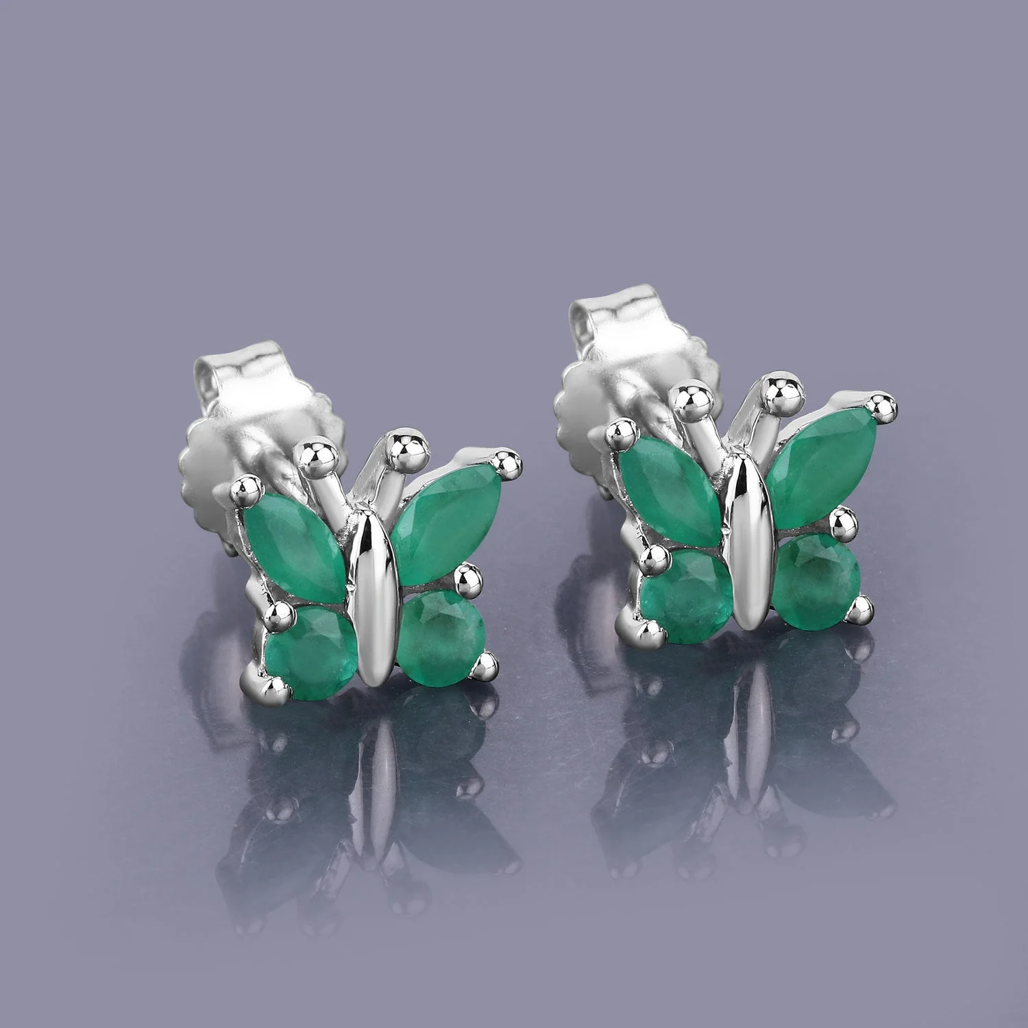 0.88 Carat Genuine Emerald .925 Sterling Silver Earrings - Image 4