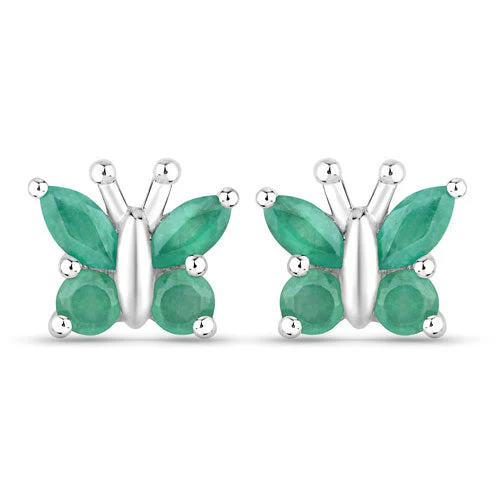 0.88 Carat Genuine Emerald .925 Sterling Silver Earrings - Image 5