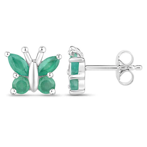 0.88 Carat Genuine Emerald .925 Sterling Silver Earrings - Image 6