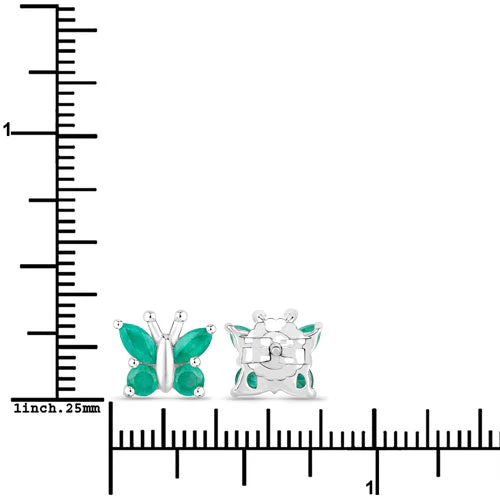 0.88 Carat Genuine Emerald .925 Sterling Silver Earrings - Image 7
