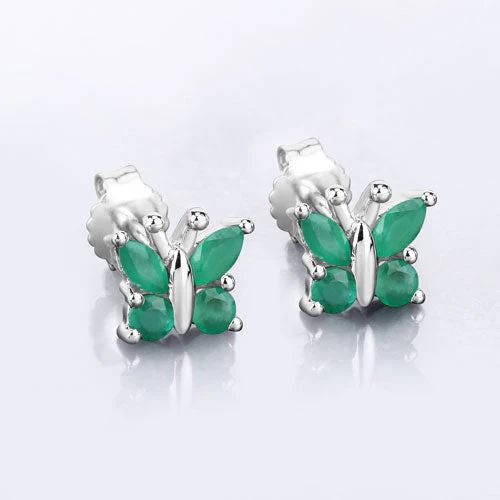 0.88 Carat Genuine Emerald .925 Sterling Silver Earrings - Image 8