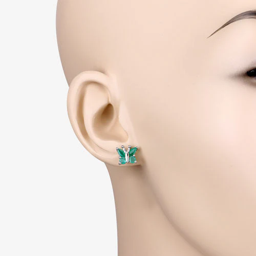 0.88 Carat Genuine Emerald .925 Sterling Silver Earrings - Image 9