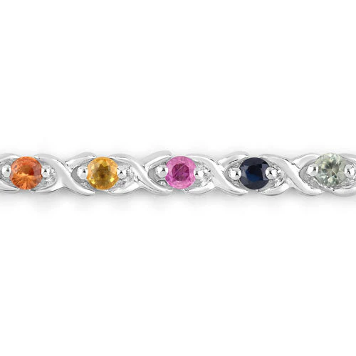 0.88 Carat Genuine Multi Sapphire .925 Sterling Silver Bracelet - Image 5