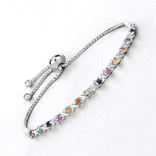 0.88 Carat Genuine Multi Sapphire .925 Sterling Silver Bracelet - Image 7