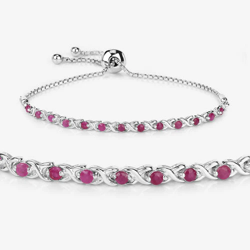 0.88 Carat Genuine Ruby .925 Sterling Silver Bracelet - Image 11