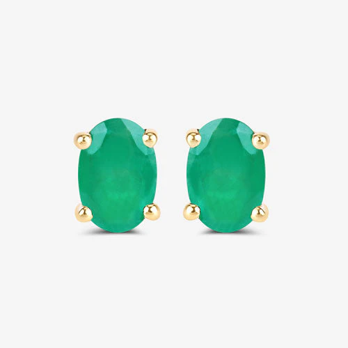 0.88 Carat Genuine Zambian Emerald 10K Yellow Gold Earrings - Image 10