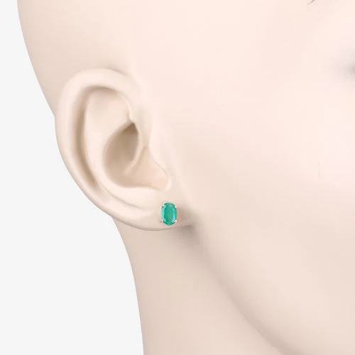 0.88 Carat Genuine Zambian Emerald 10K Yellow Gold Earrings - Image 5