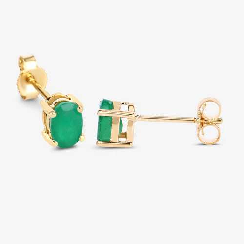 0.88 Carat Genuine Zambian Emerald 10K Yellow Gold Earrings - Image 8