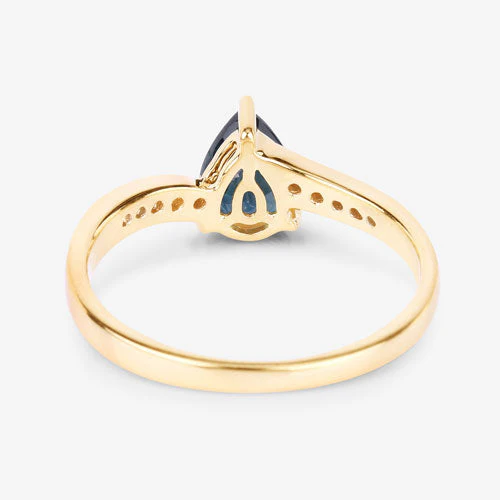 0.89 Carat Genuine Blue Sapphire and White Diamond 14K Yellow Gold Ring - Image 7