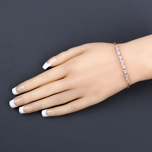 0.89 Carat Genuine Morganite and White Topaz .925 Sterling Silver Bracelet - Image 10