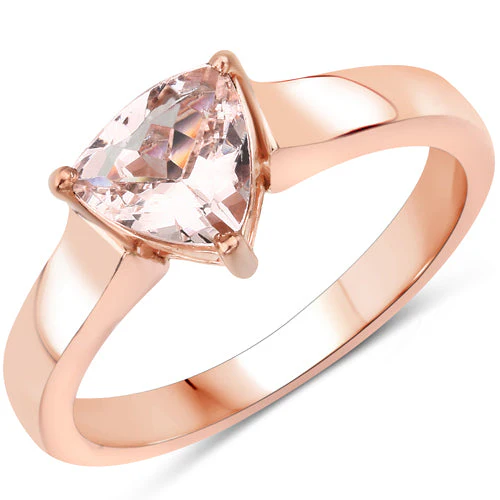 0.90 Carat Genuine Morganite .925 Sterling Silver Ring - Image 4