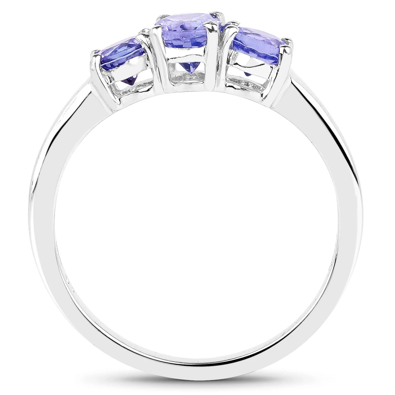 0.90 Carat Genuine Tanzanite .925 Sterling Silver Ring - Image 2