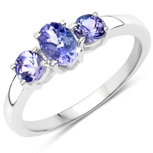 0.90 Carat Genuine Tanzanite .925 Sterling Silver Ring - Image 4