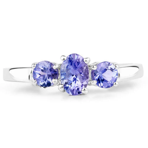 0.90 Carat Genuine Tanzanite .925 Sterling Silver Ring - Image 6