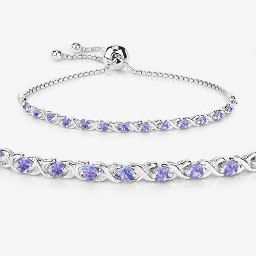 0.91 Carat Genuine Tanzanite .925 Sterling Silver Bracelet - Image 11