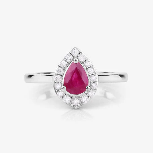 0.92 Carat Genuine Ruby and White Diamond 14K White Gold Ring - Image 10