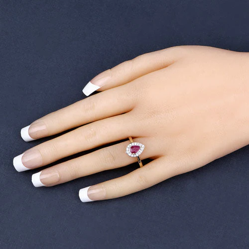 0.92 Carat Genuine Ruby and White Diamond 14K White Gold Ring - Image 12