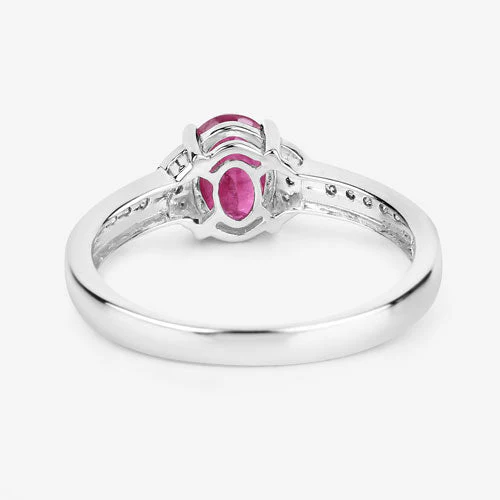 0.95 Carat Genuine Ruby and White Diamond 10K White Gold Ring - Image 8