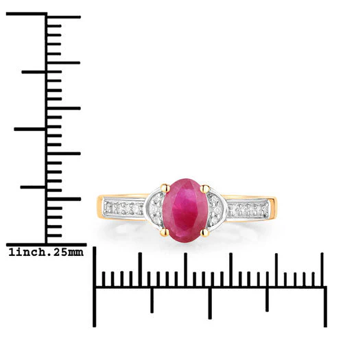 0.95 Carat Genuine Ruby and White Diamond 10K Yellow Gold Ring - Image 3