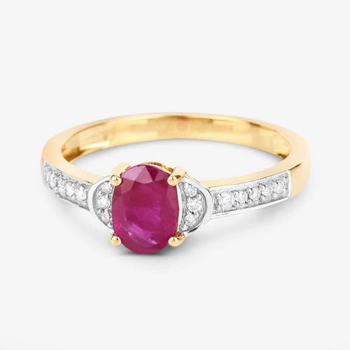 0.95 Carat Genuine Ruby and White Diamond 10K Yellow Gold Ring - Image 6
