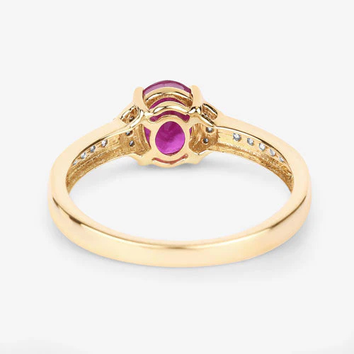 0.95 Carat Genuine Ruby and White Diamond 10K Yellow Gold Ring - Image 8