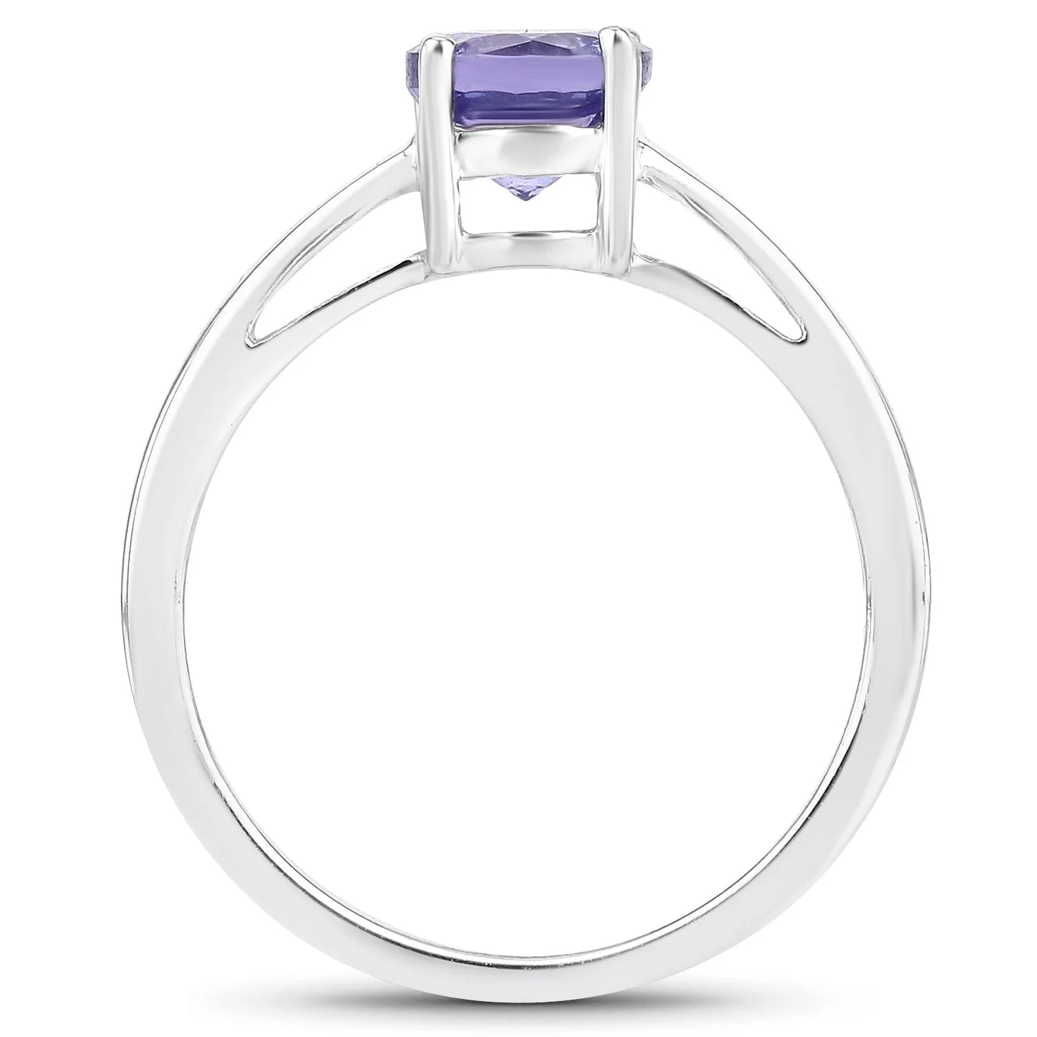 0.95 Carat Genuine Tanzanite .925 Sterling Silver Ring - Image 2