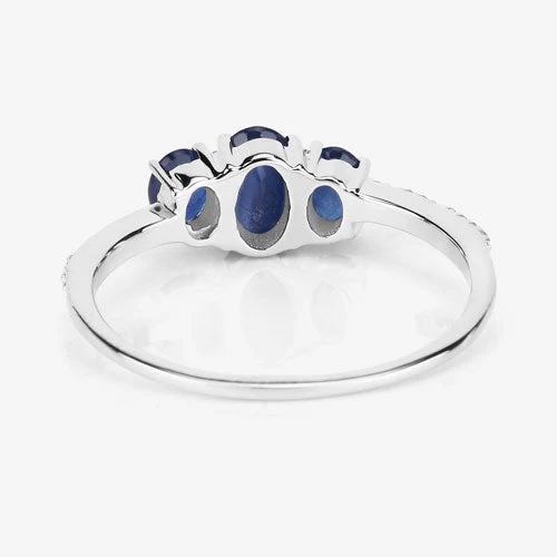 0.98 Carat Genuine Blue Sapphire and White Diamond 14K White Gold Ring - Image 12