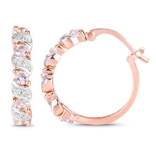 0.98 Carat Genuine Morganite and White Topaz .925 Sterling Silver Earrings - Image 2