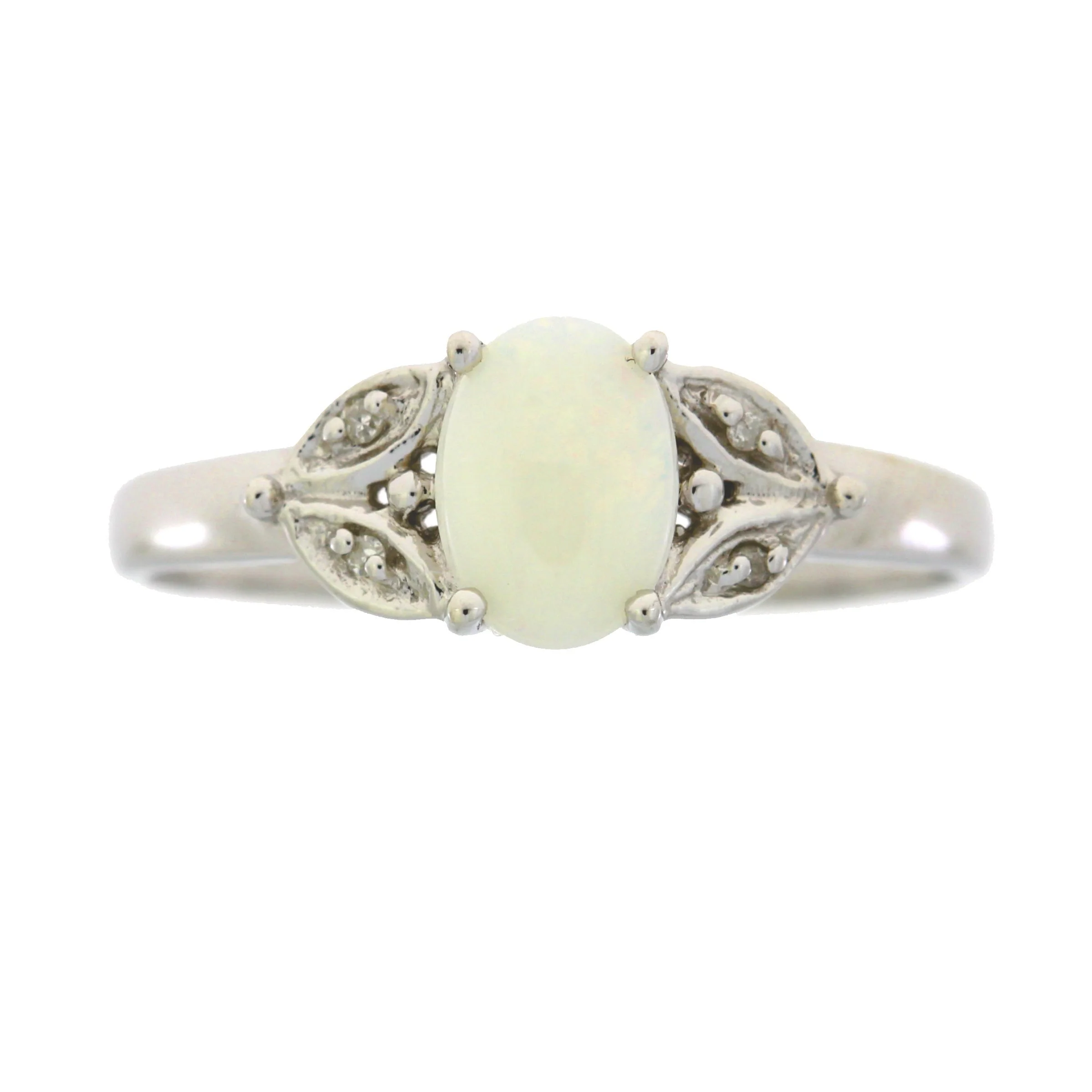 .01ct Opal Diamond Ring 10KT White Gold - Image 3