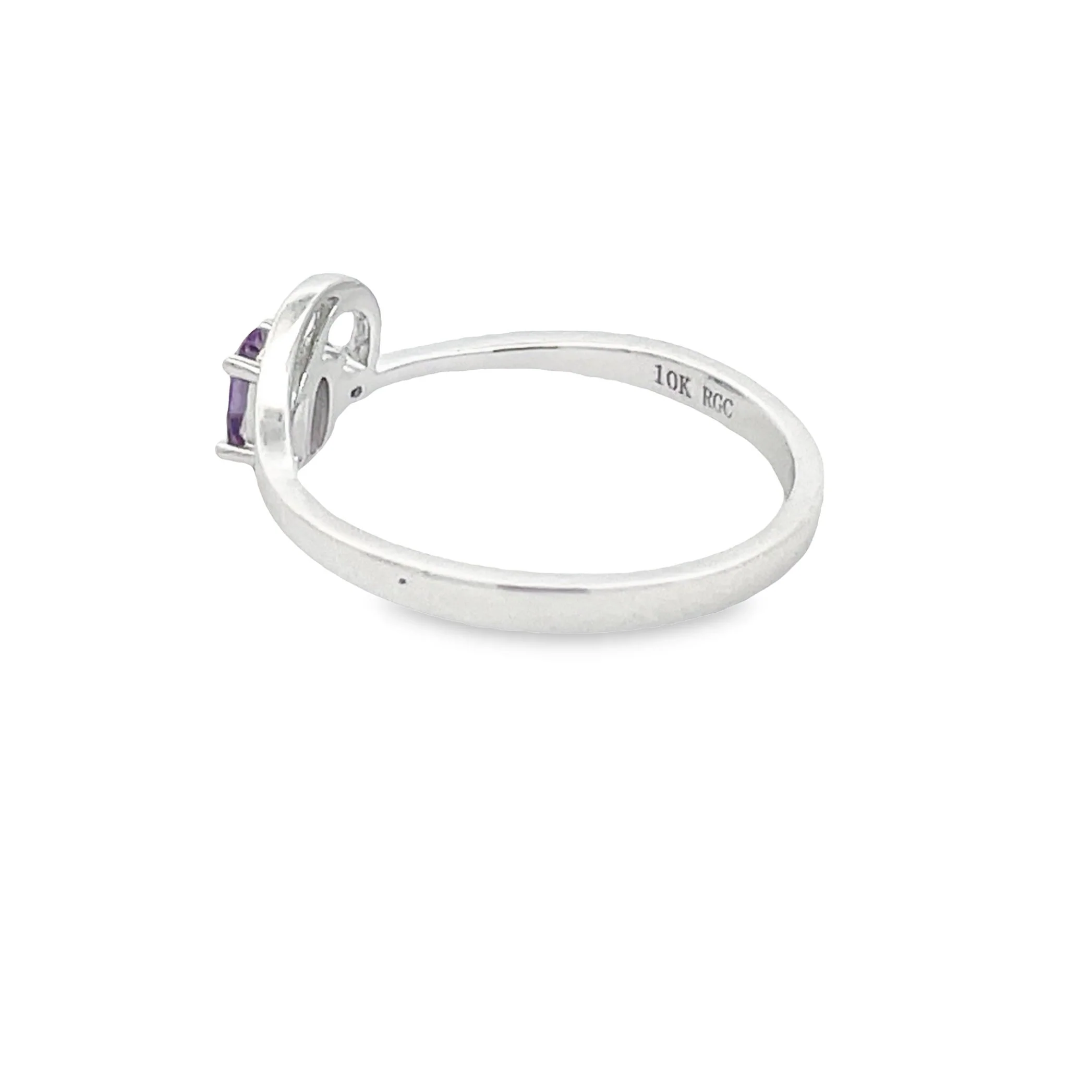 .02ct Amethyst Diamond Ring 10KT White Gold - Image 5