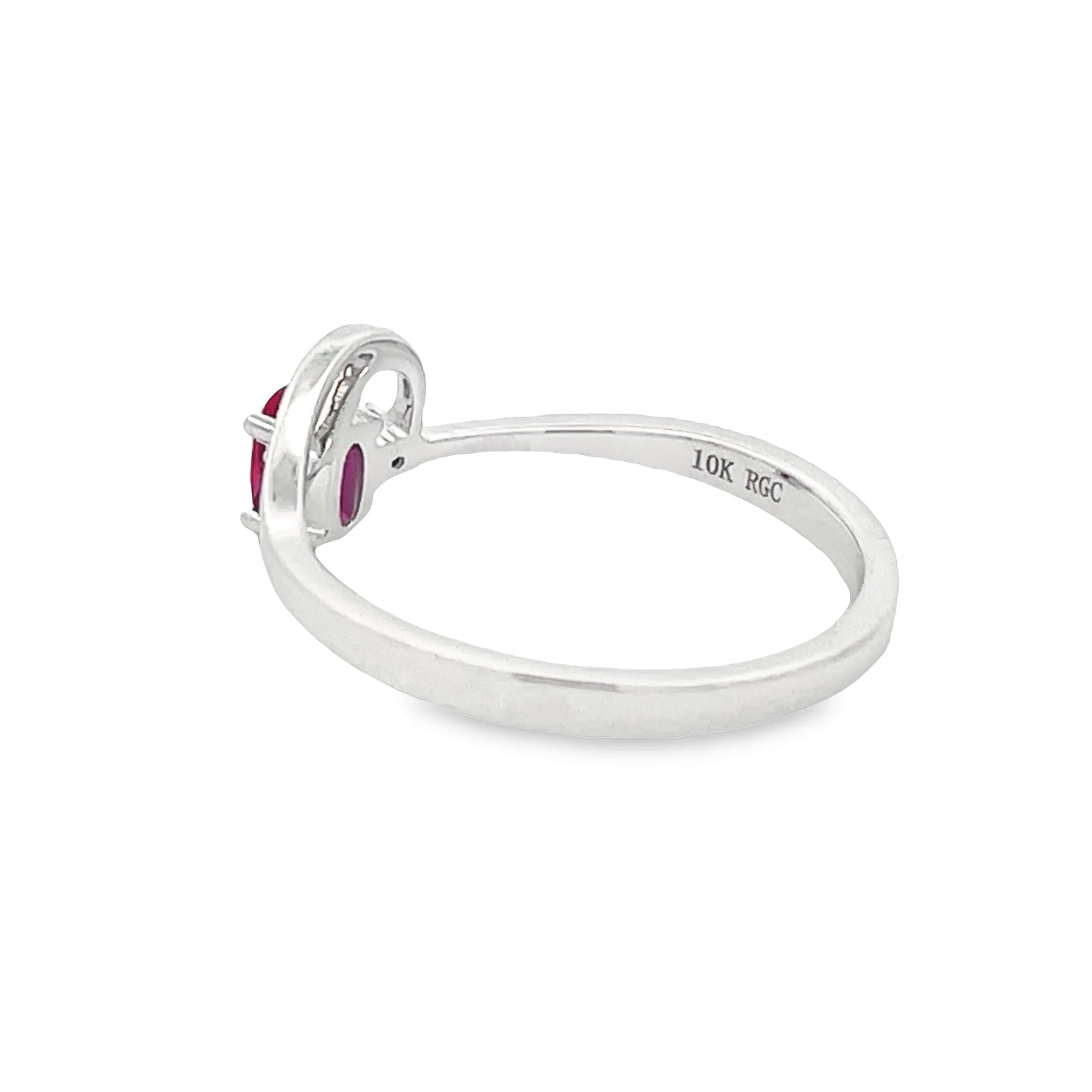 .02ct Created Ruby Diamond Ring 10KT White Gold - Image 5