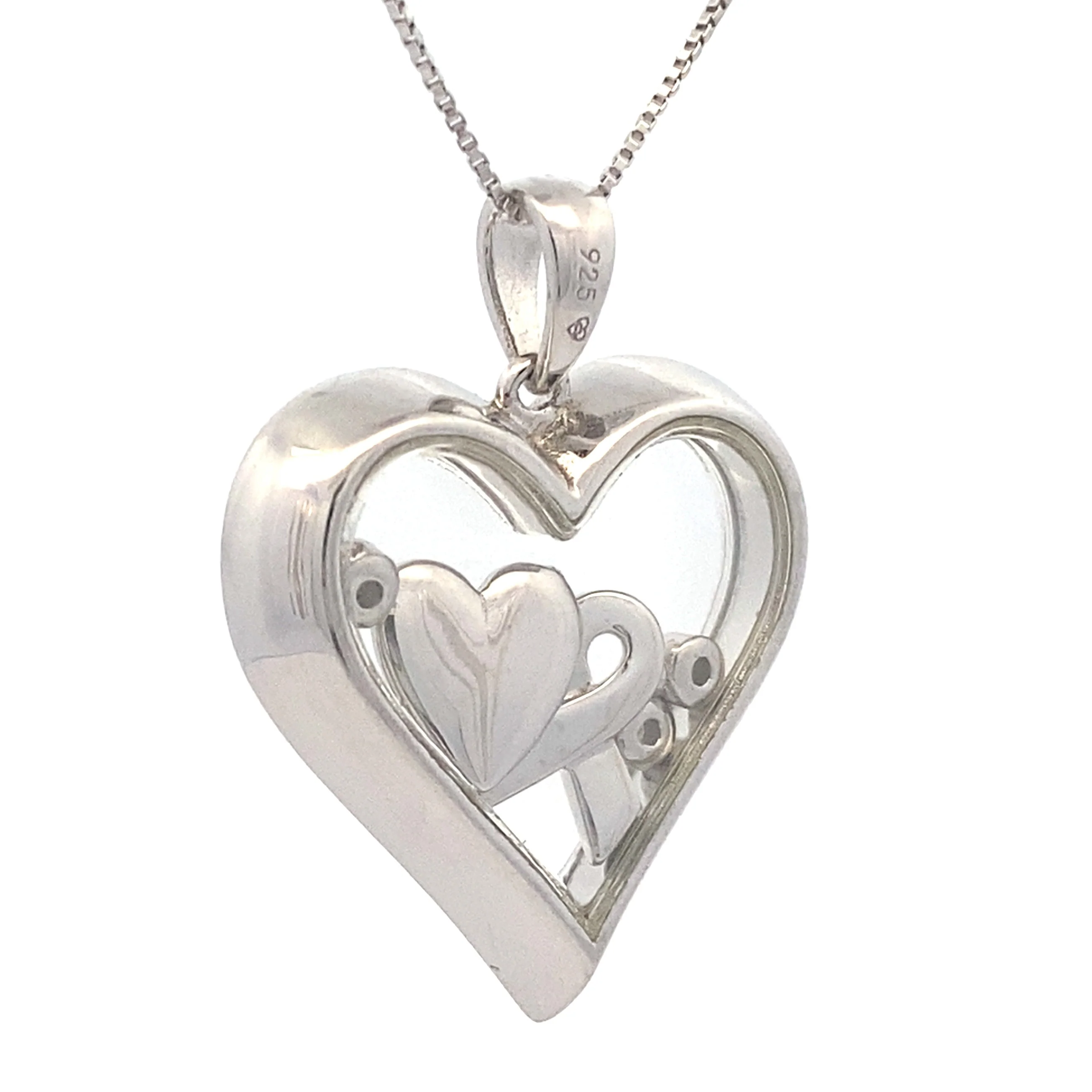 .02ct Diamond Heart Love Pendant Sterling Silver - Image 2