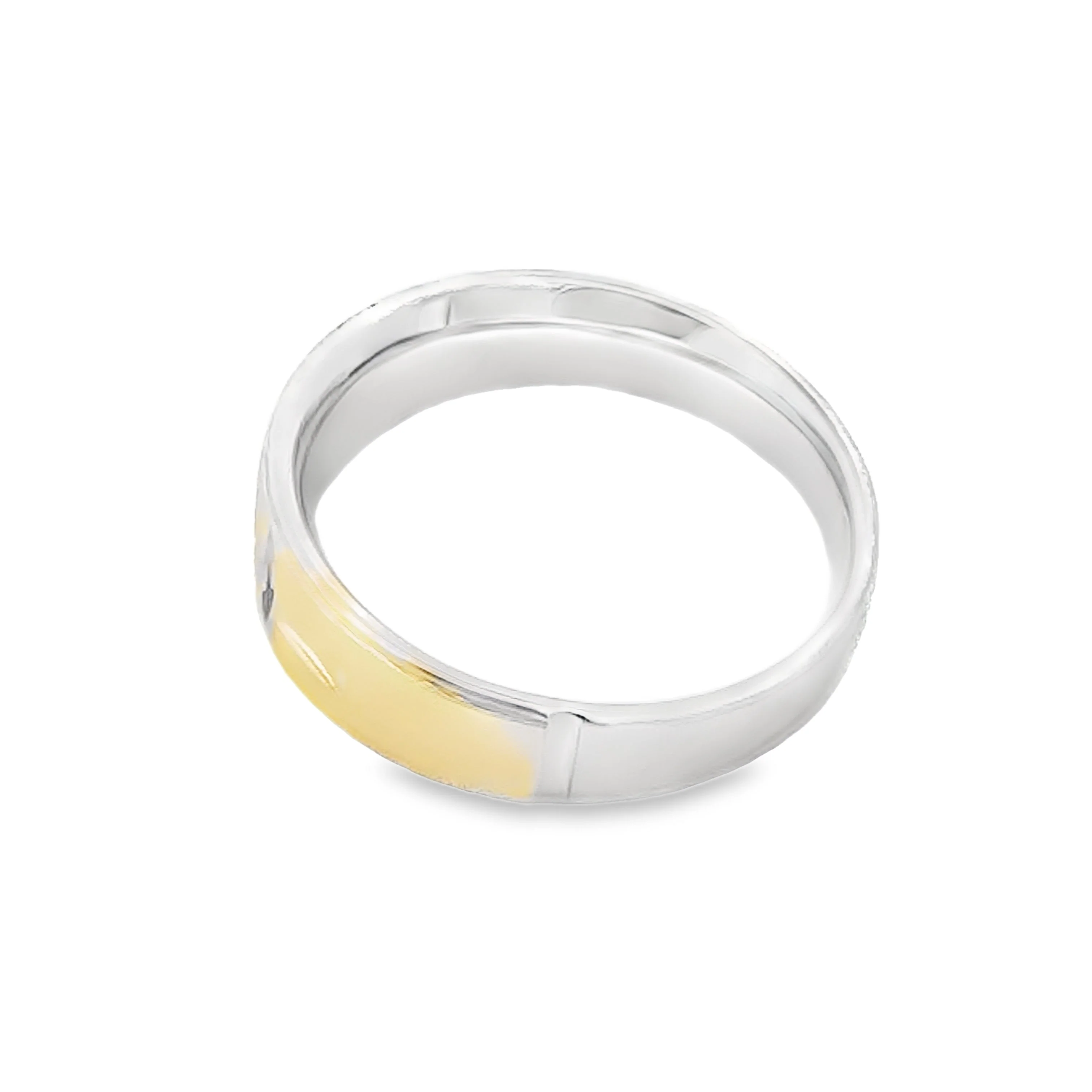 .02ct Mens Ring Wedding Band Sterling Silver 14KT Gold - Image 2