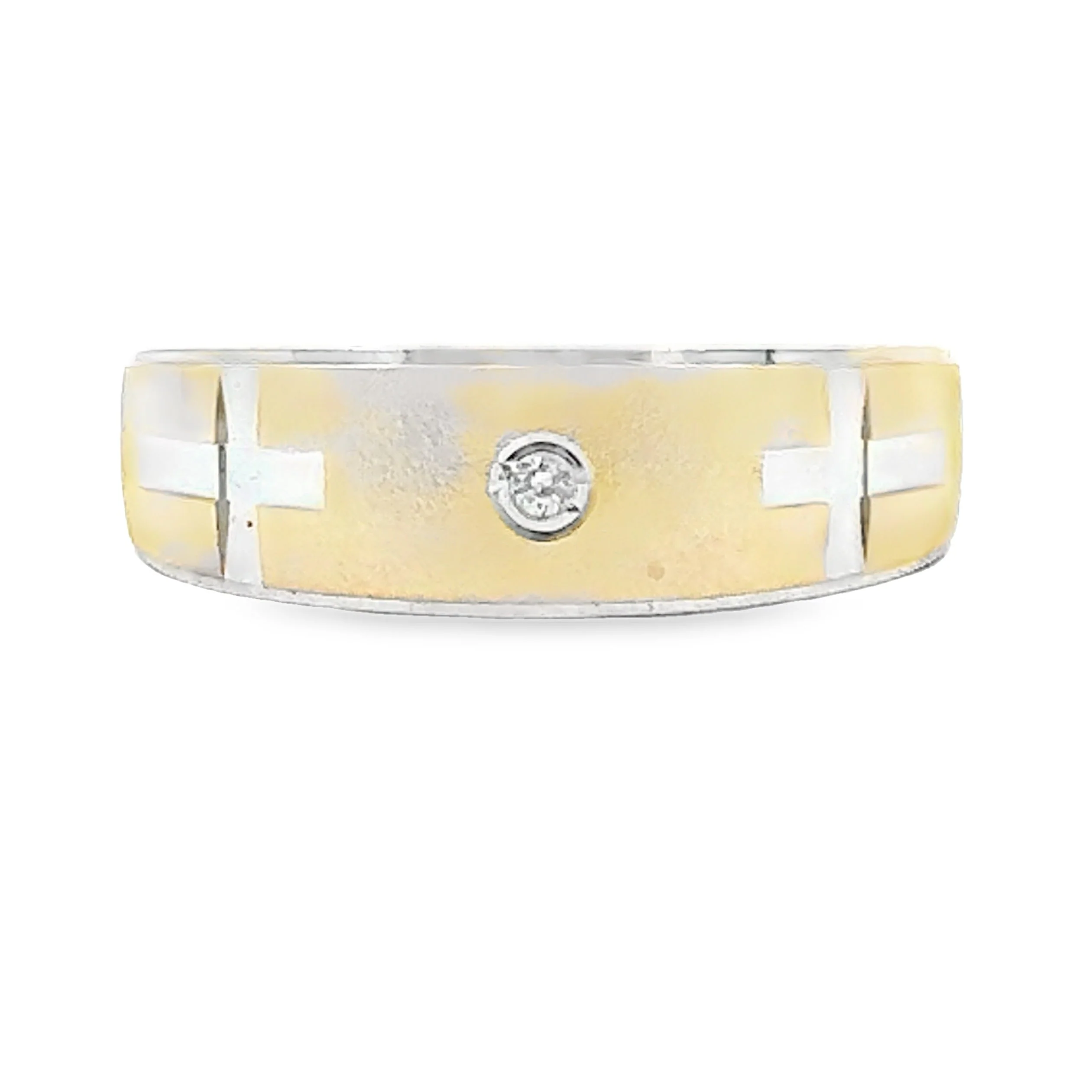 .02ct Mens Ring Wedding Band Sterling Silver 14KT Gold - Image 4