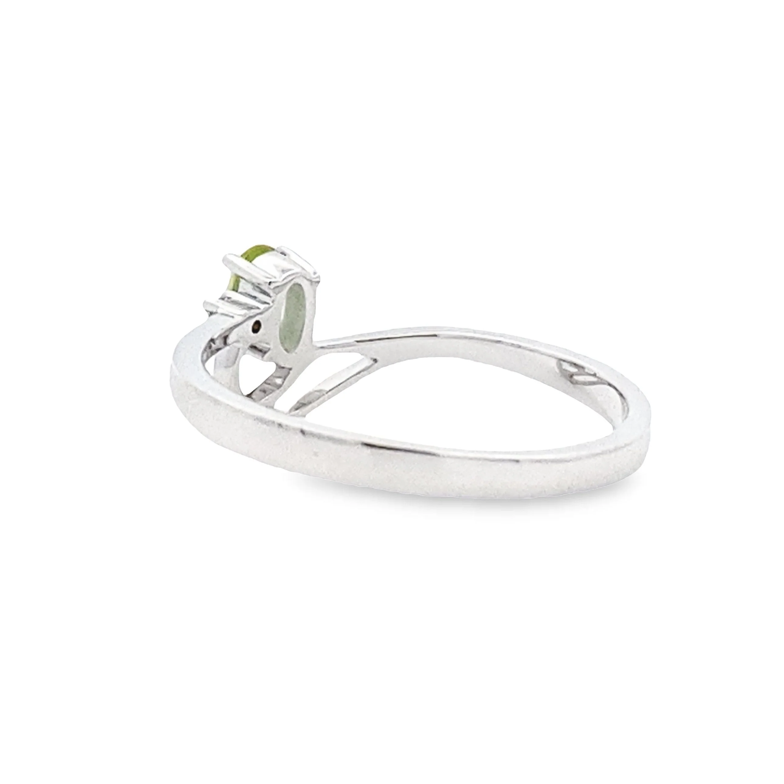 .02ct Peridot Diamond Ring 10KT White Gold - Image 2