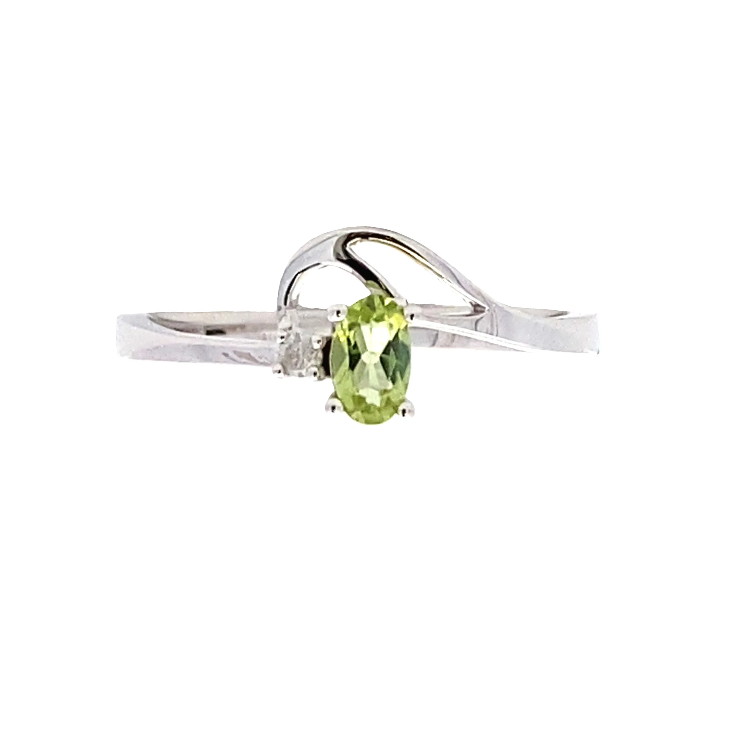 .02ct Peridot Diamond Ring 10KT White Gold - Image 3
